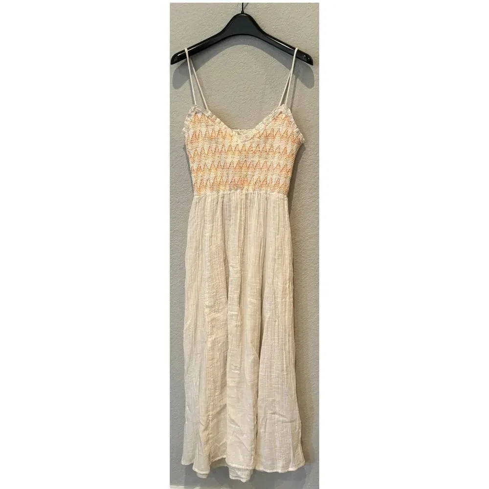 Free People Sweet Nothings Cotton Gauze Midi Sundress Size Small - Picture 11 of 12